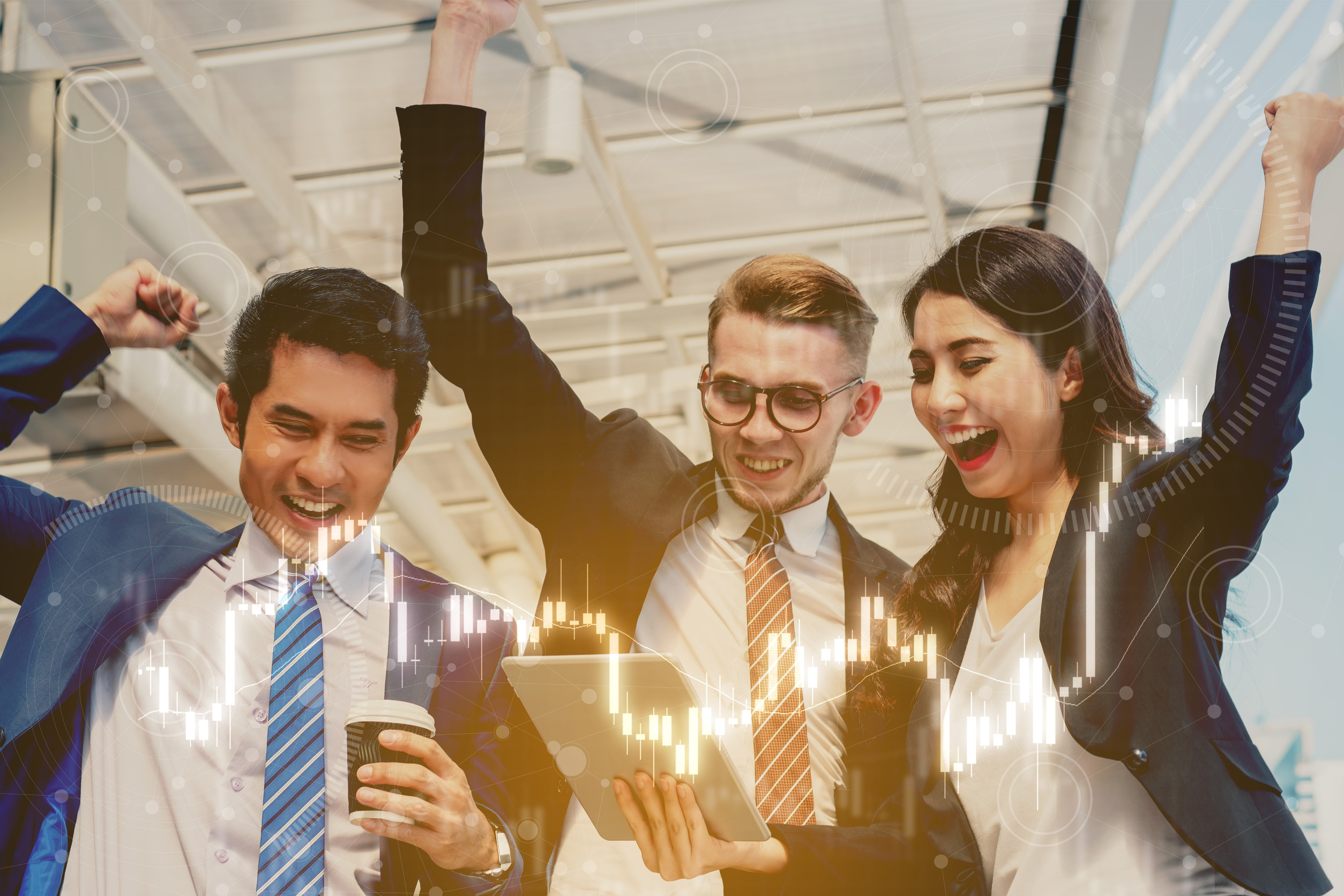 successful trader concept : businessman happy investing , grow m successful trader concept : businessman happy investing , grow marketplace value , selective focus